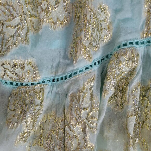 Boho Madrid Size S Short Sleeve Lurex Floral Mini Ombre Dress - Picture 10 of 14